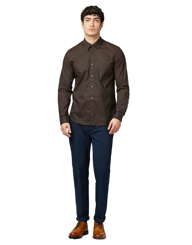 Ben Sherman Linear Geo Print Black Shirt
