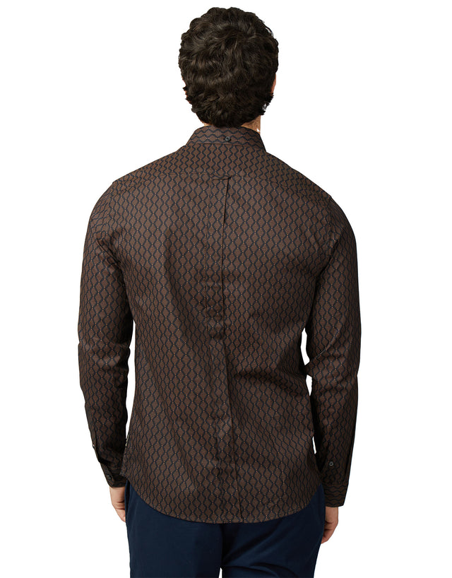 Ben Sherman Linear Geo Print Black Shirt