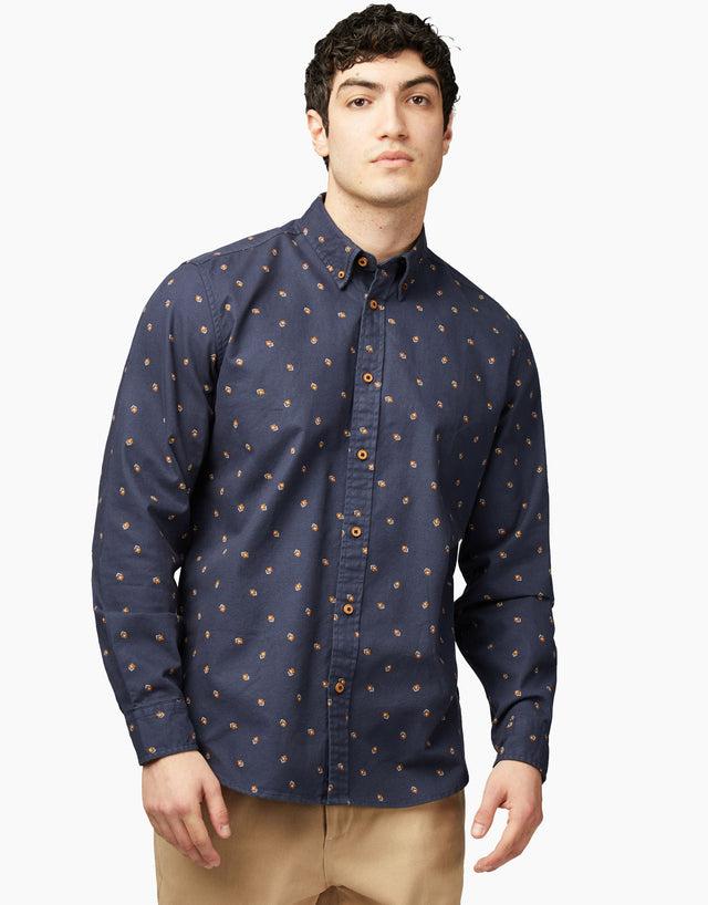 Ben Sherman Scattered Geo Brushed Twill Indigo Shirt