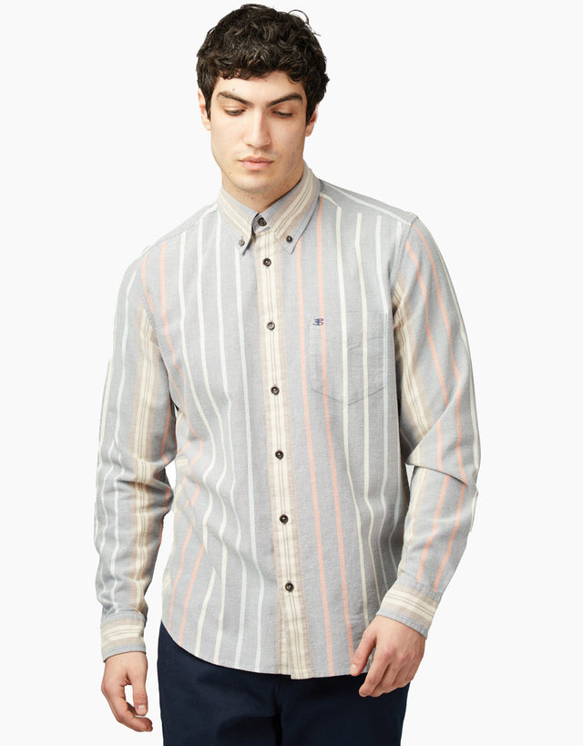 Ben Sherman Asymmetric Striped Oxford Indigo Shirt