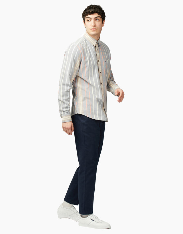 Ben Sherman Asymmetric Striped Oxford Indigo Shirt