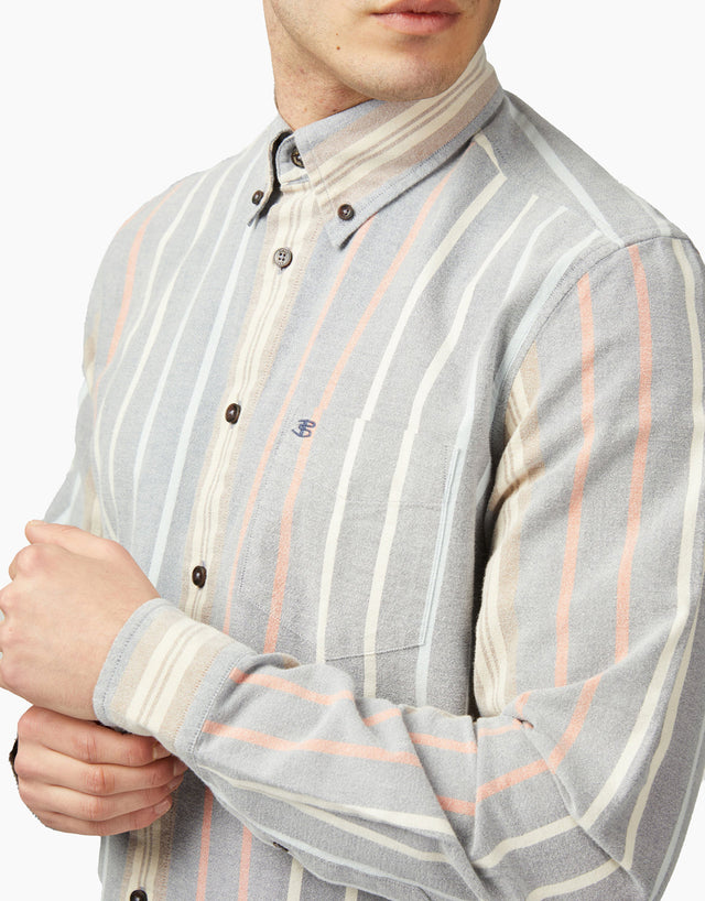 Ben Sherman Asymmetric Striped Oxford Indigo Shirt