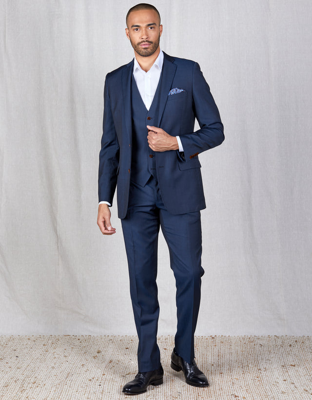 Cooper Blue Contrast Twill Suit Jacket