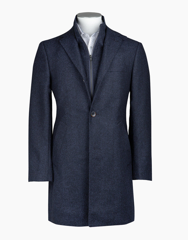 Compton Navy Herringbone Overcoat