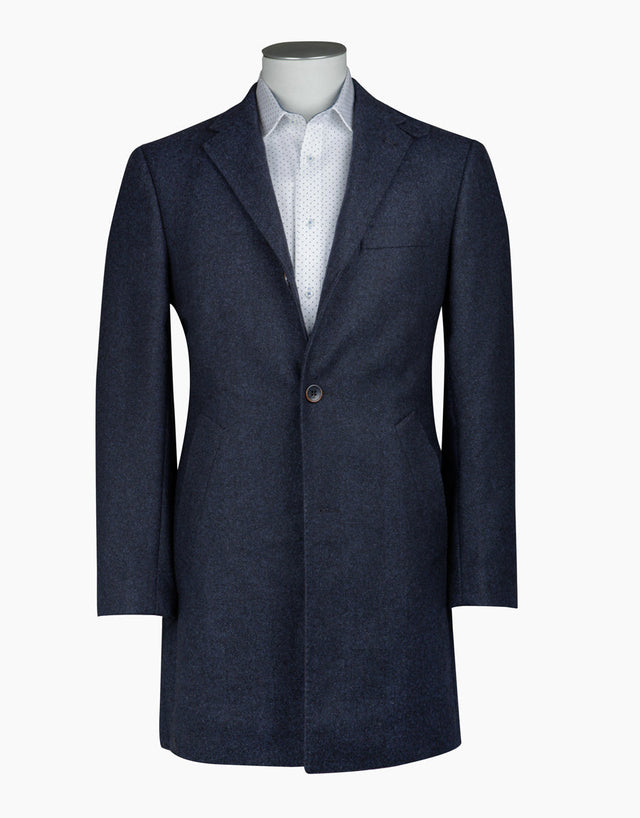 Compton Navy Herringbone Overcoat