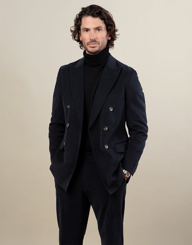 Whetu Navy Brushed Cotton Blazer