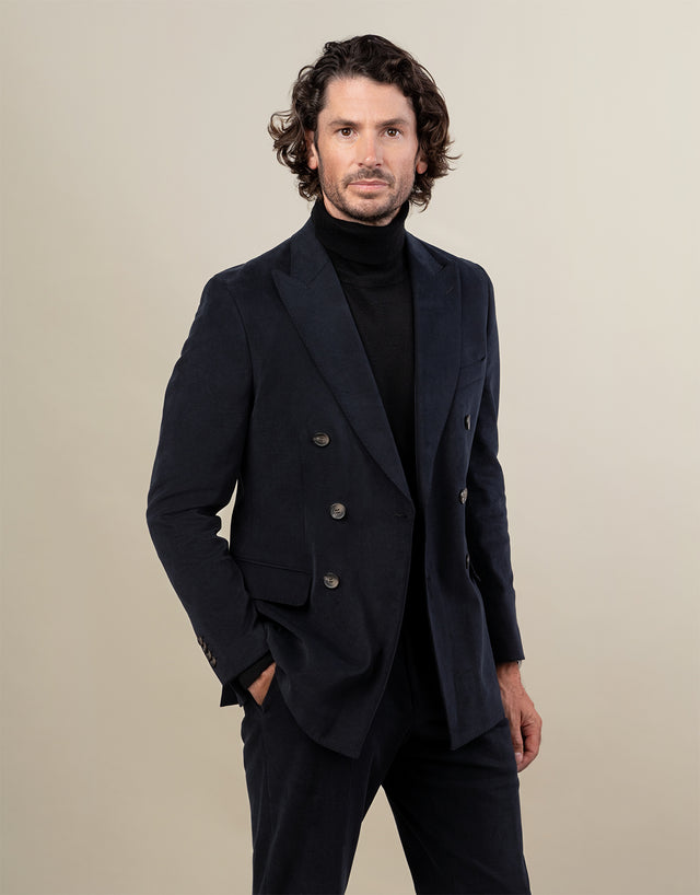 Whetu Navy Brushed Cotton Blazer