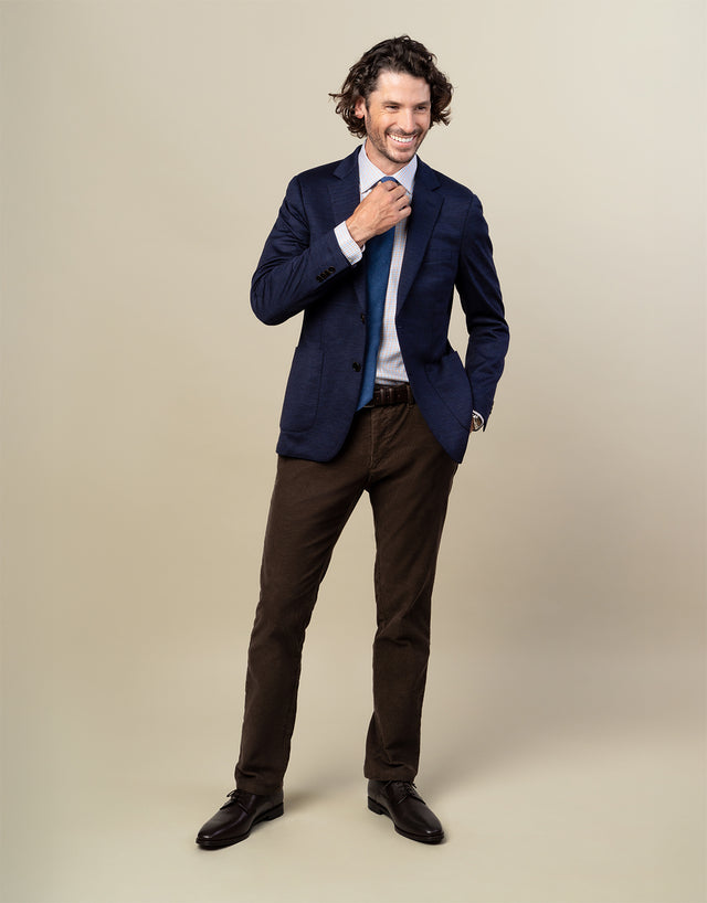 Pearse Navy Hopsack Knit Blazer