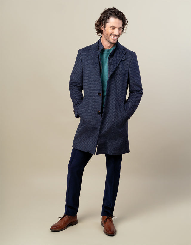 Compton Blue Houndstooth Overcoat