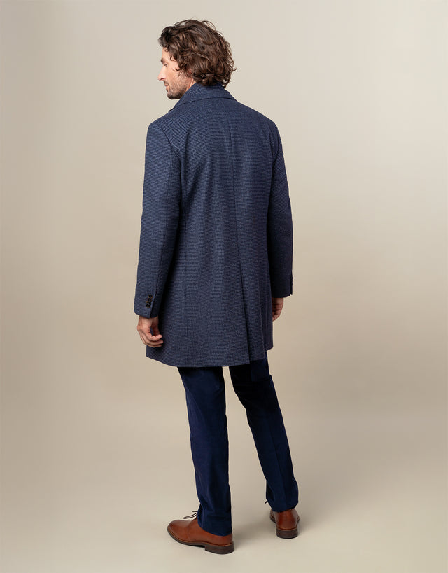 Compton Blue Houndstooth Overcoat