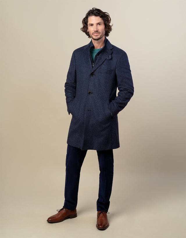Compton Blue Houndstooth Overcoat