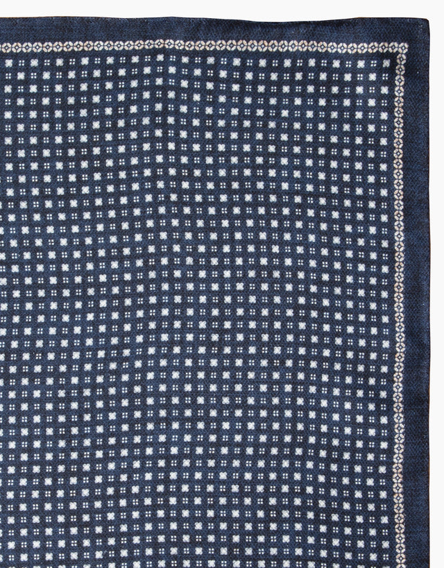 Navy & Grey Floral Medallion Reversible Pocket Square
