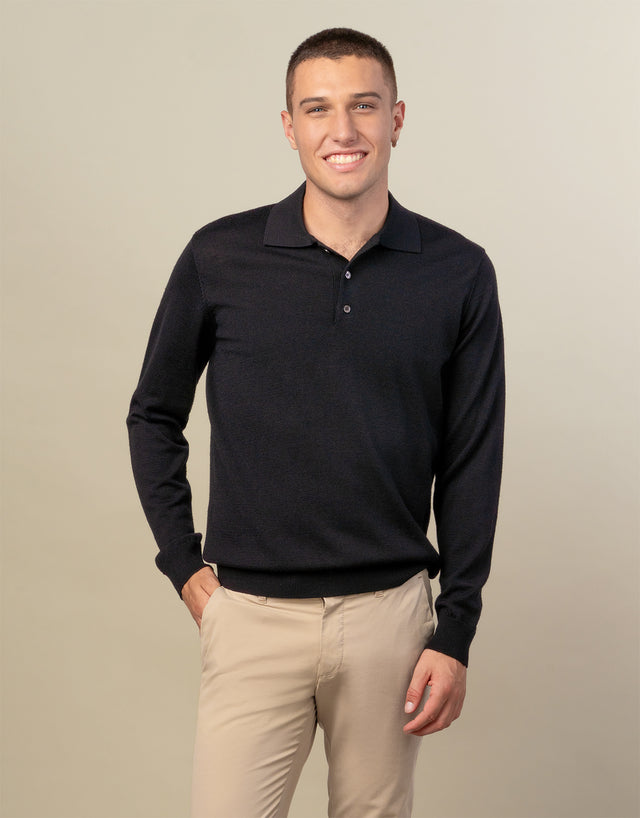 Owaka Black Merino Polo