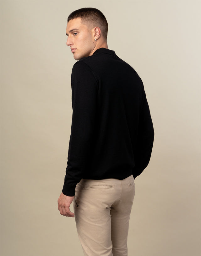 Owaka Black Merino Polo