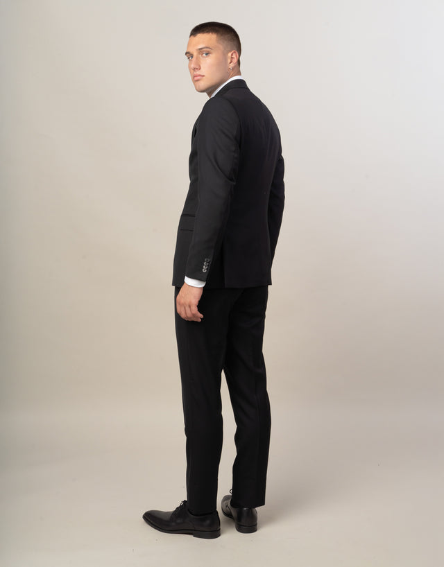 Lyon Jet Black Peak Suit Jacket