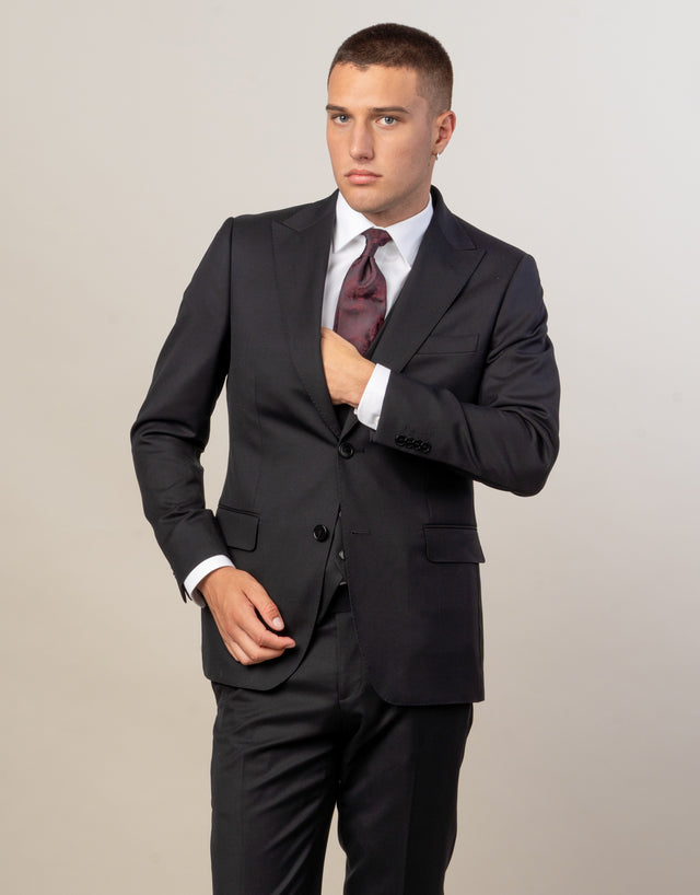 Lyon Jet Black Peak Suit Jacket