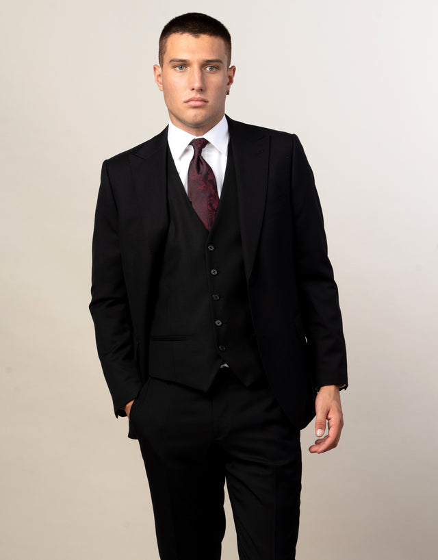 Lyon Jet Black Peak Suit Jacket