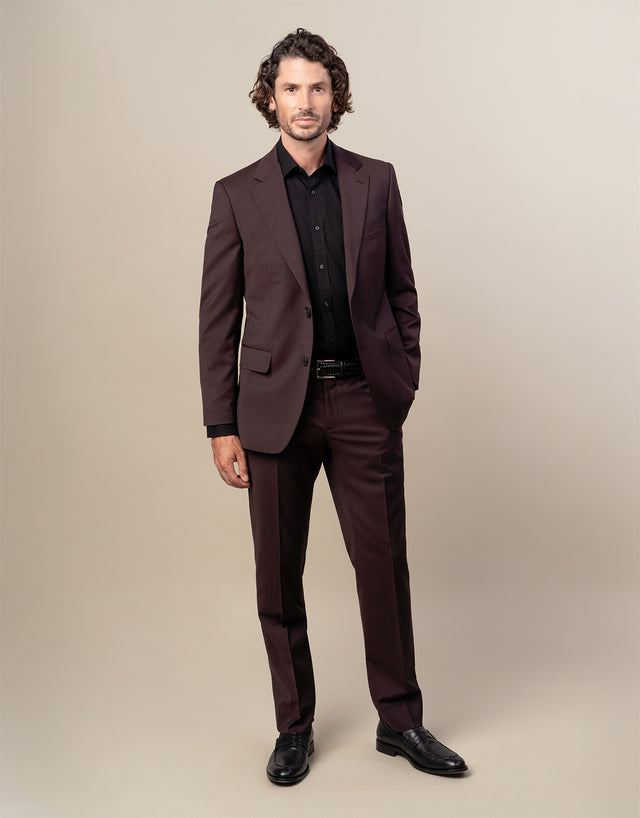 Lotus Burgundy Twill Suit Trouser