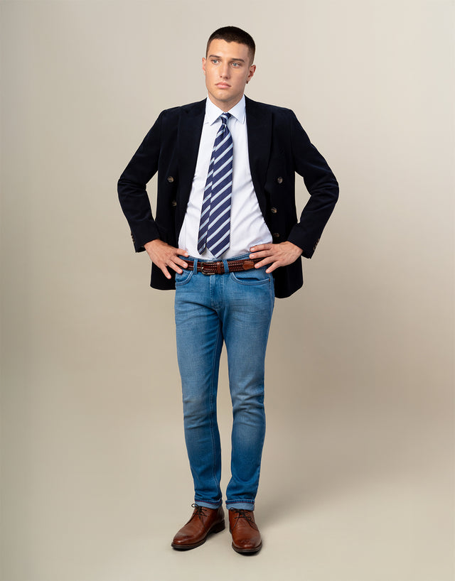 Whetu Navy Brushed Cotton Blazer