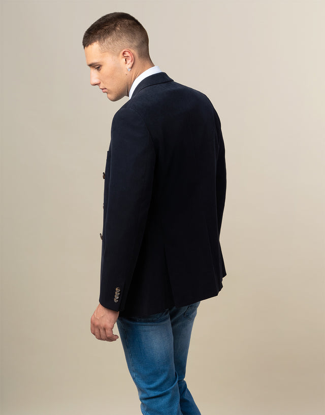 Whetu Navy Brushed Cotton Blazer
