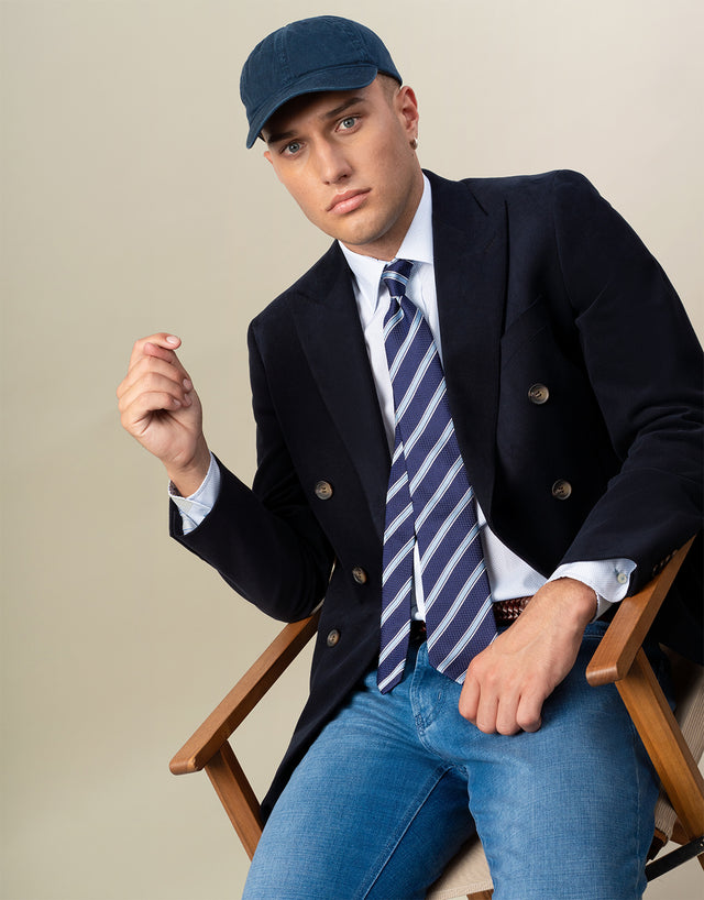Whetu Navy Brushed Cotton Blazer