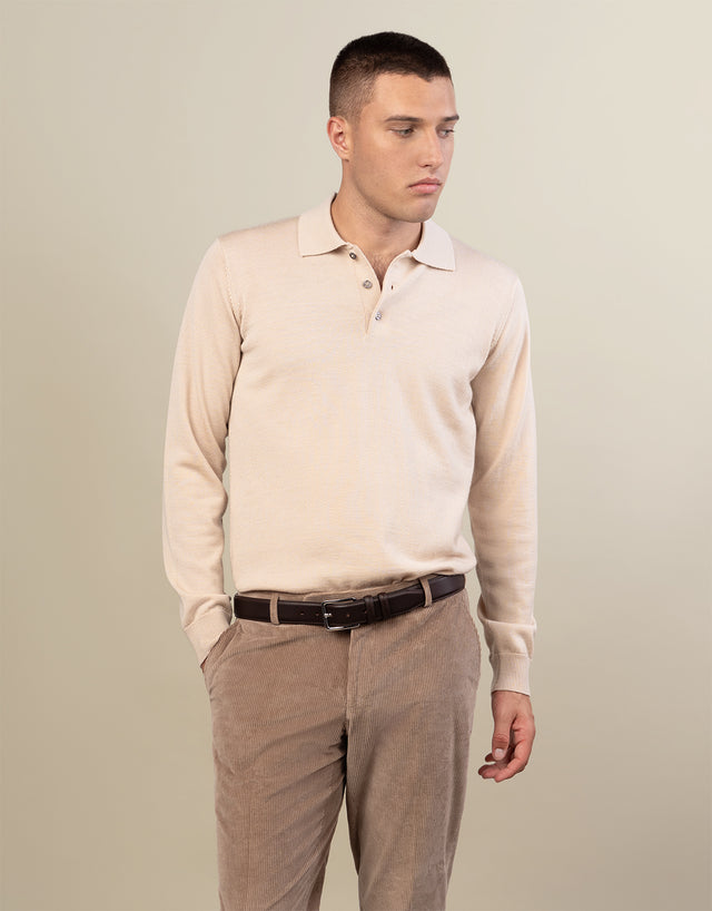 Owaka Beige Merino Polo