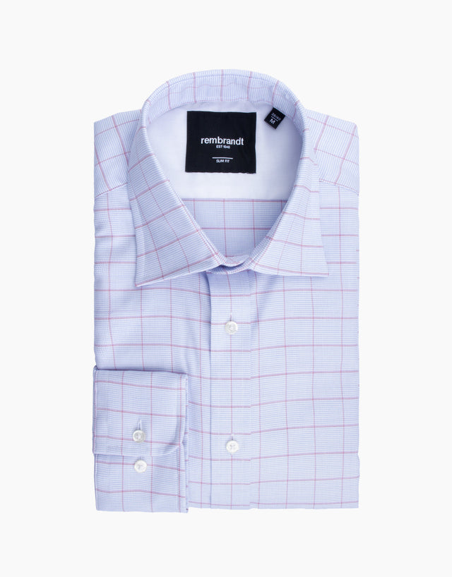 London Blue & Red Windowpane Check Shirt