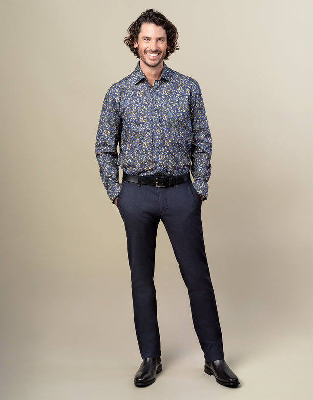 Tyler Navy Birdseye Chinos