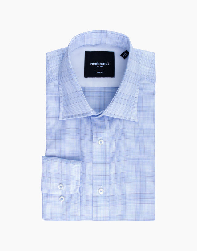 Sinatra Light Blue Glen Check Shirt