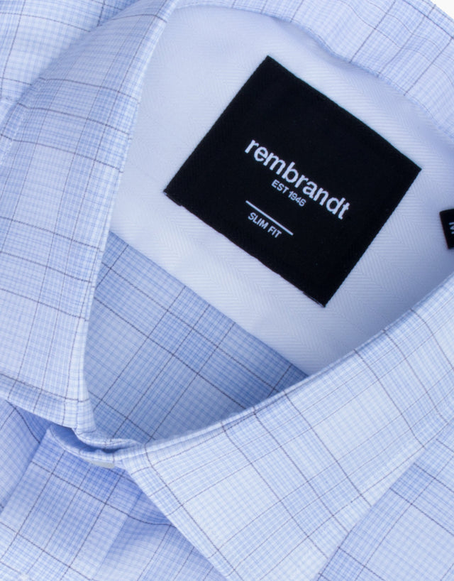 Sinatra Light Blue Glen Check Shirt