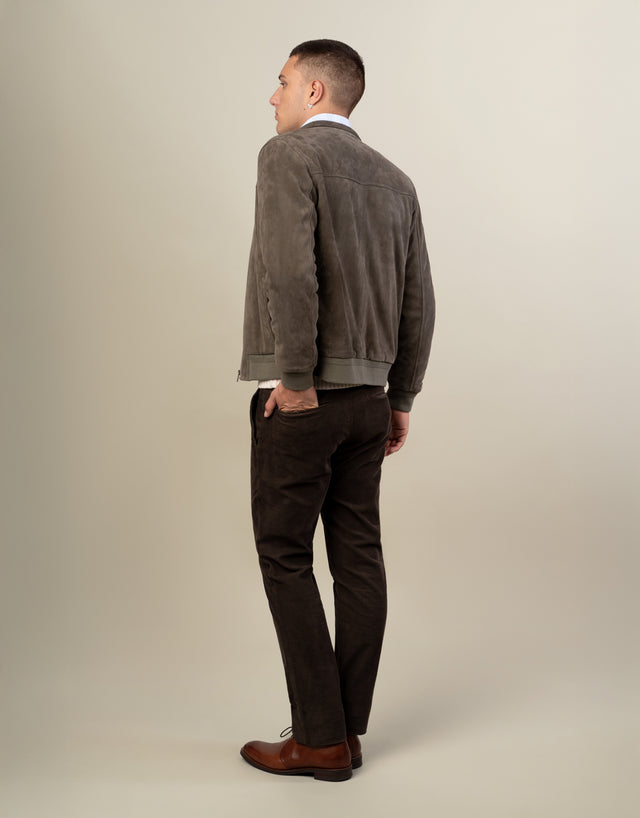 Bursa Khaki Green Suede Jacket