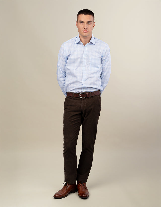 Sinatra Light Blue Glen Check Shirt