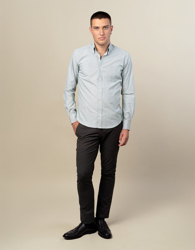 Ohope Green Micro-Stripe Shirt