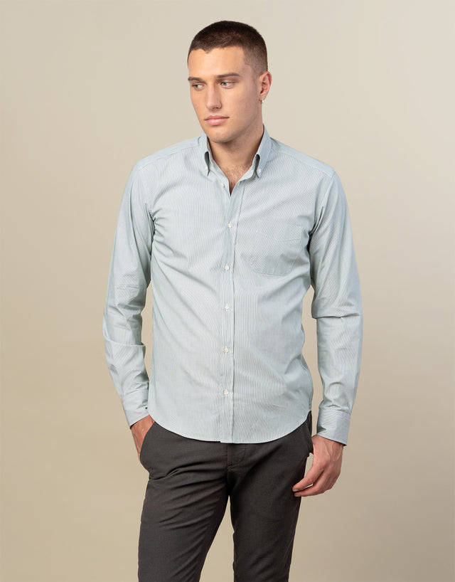 Ohope Green Micro-Stripe Shirt