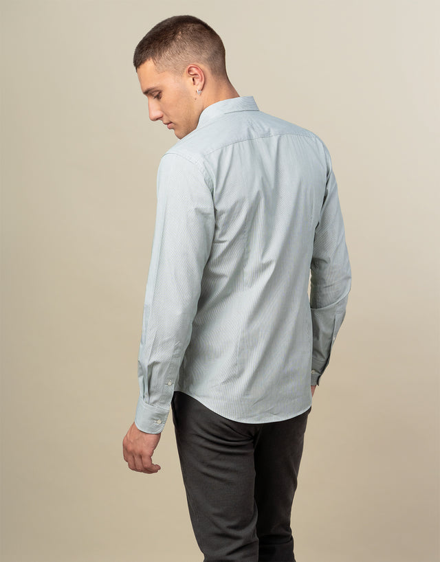 Ohope Green Micro-Stripe Shirt