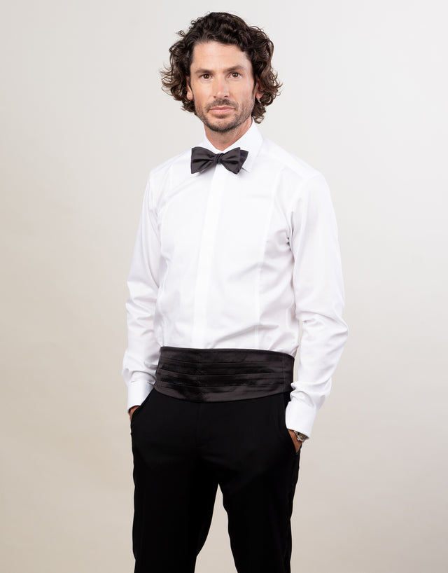 Avalon White Twill Formal Shirt with Marcella Bib and Cuffs