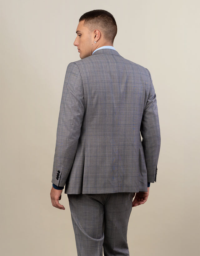 Cooper Grey & Blue Glen Check Suit Jacket