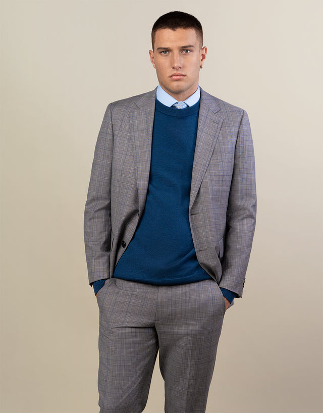 Cooper Grey & Blue Glen Check Suit Jacket