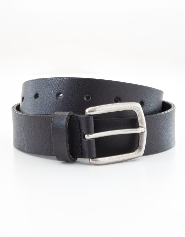 Woolston Black Tumbled Leather Belt
