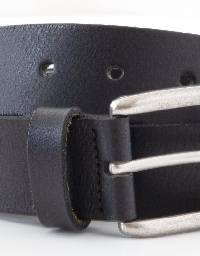 Woolston Black Tumbled Leather Belt