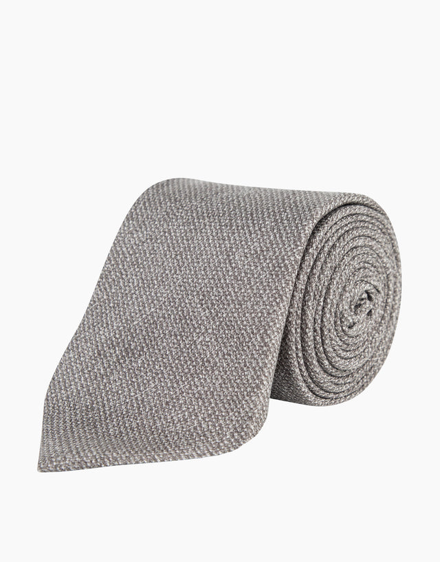 Taupe Grey Textured Print Silk Tie