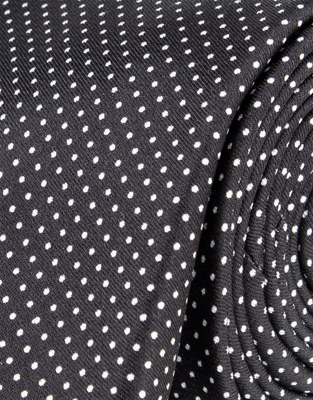 Black & White Polka Dot Silk Tie