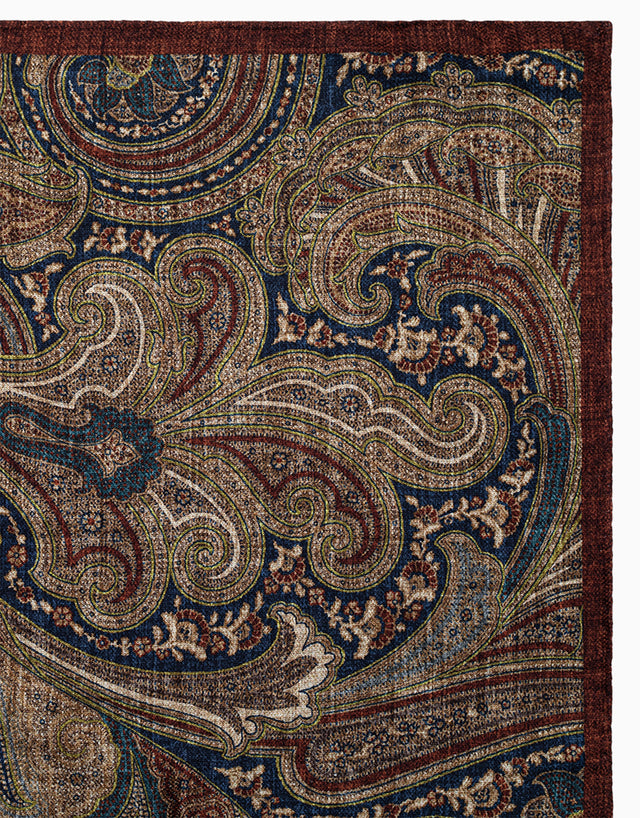 Rust & Indigo Paisley Reversible Pocket Square