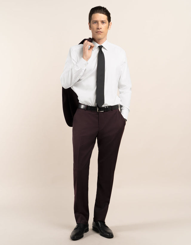 Lotus Burgundy Twill Suit Trouser