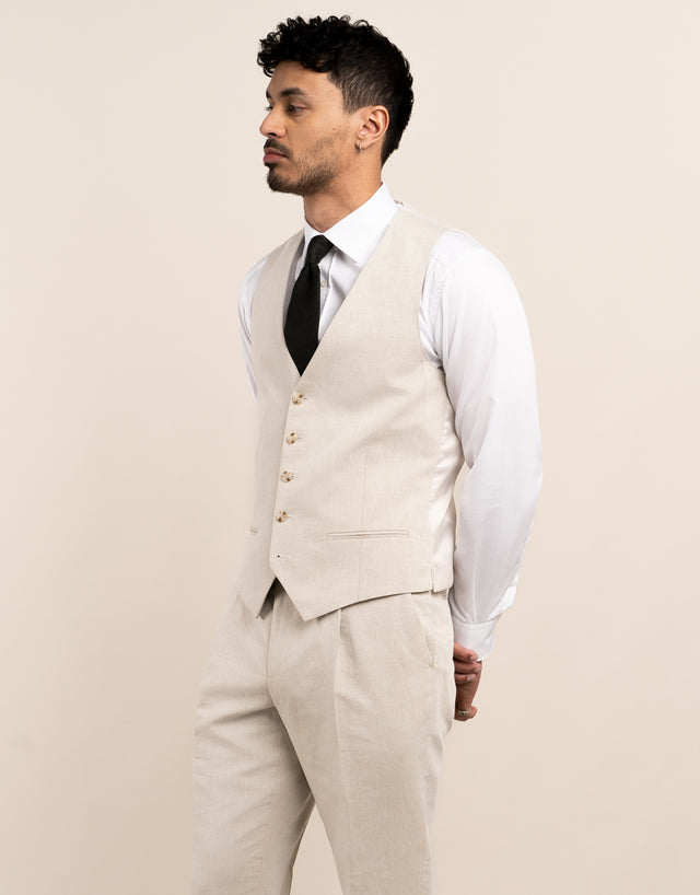 Churchill Beige LinenCotton Waistcoat