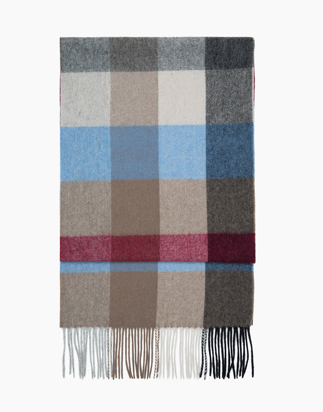 Grey And Tan Oversize Gingham Scarf