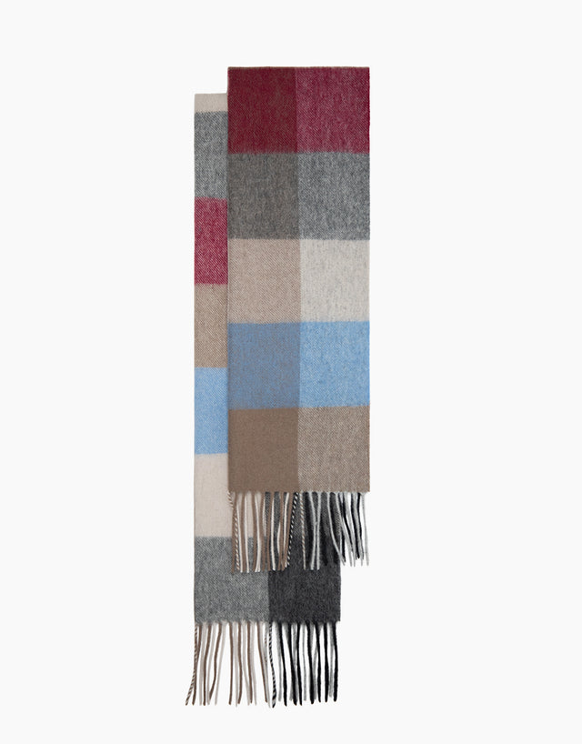 Grey And Tan Oversize Gingham Scarf