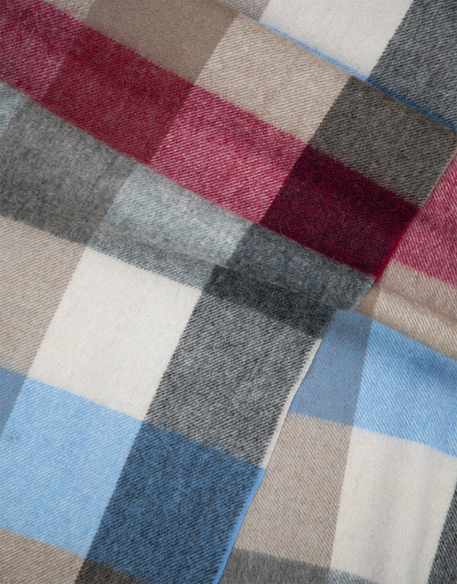 Grey And Tan Oversize Gingham Scarf