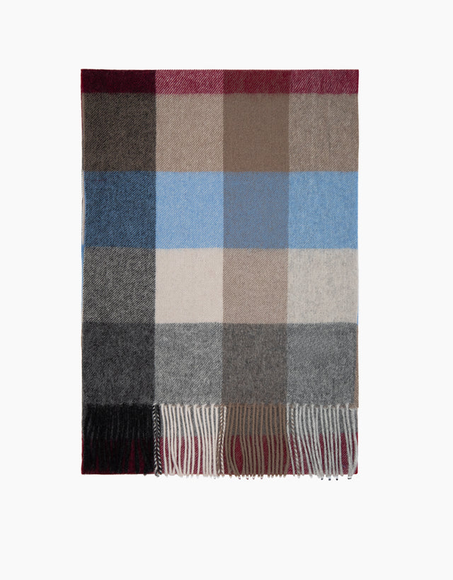 Grey And Tan Oversize Gingham Scarf
