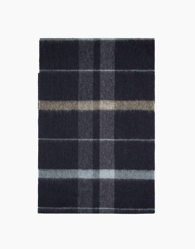 Dark Navy And Blue Oversize Check Scarf